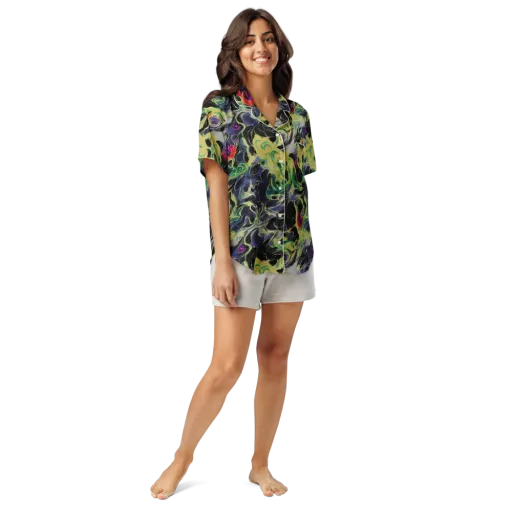 Neon Eclipse on a Women's Short Sleeve Pajama Top