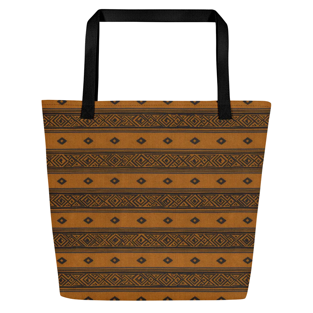 Indigo Loom on Large Tote Bag W/ Pocket — Front