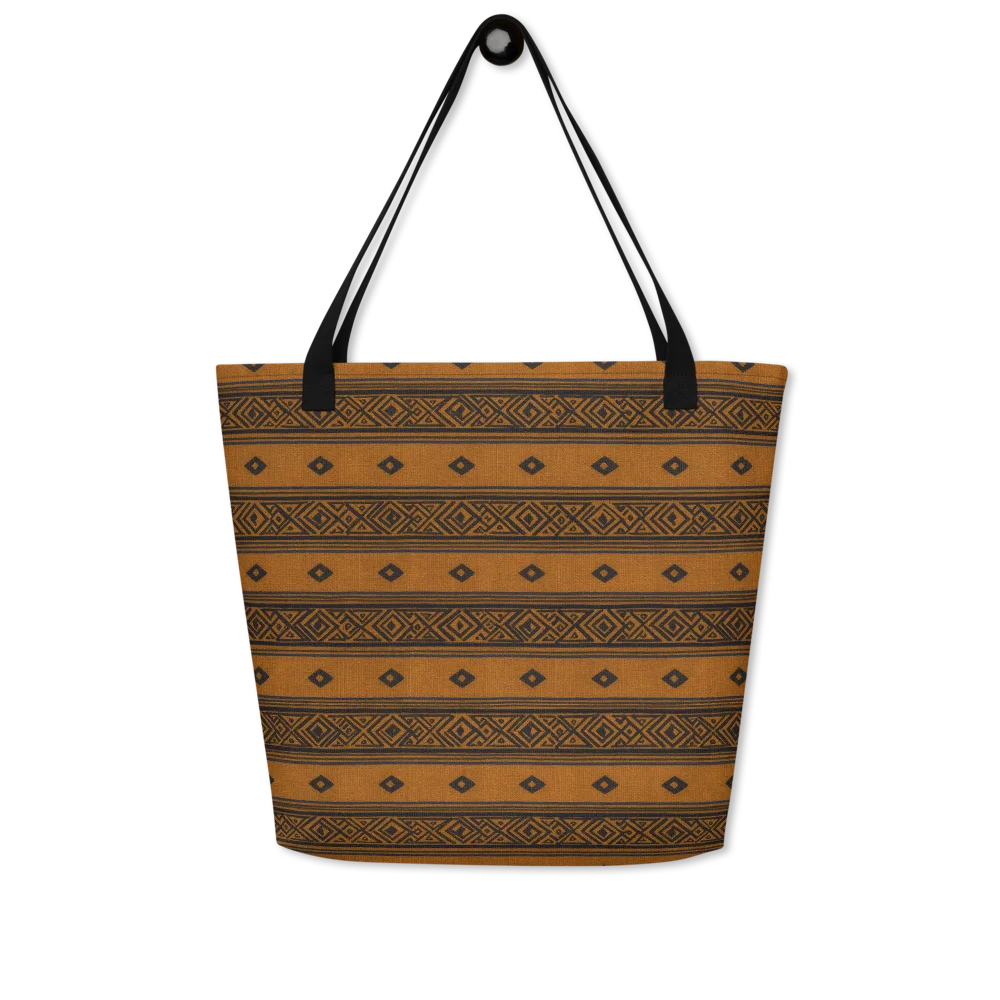 Indigo Loom on Large Tote Bag W/ Pocket — Front