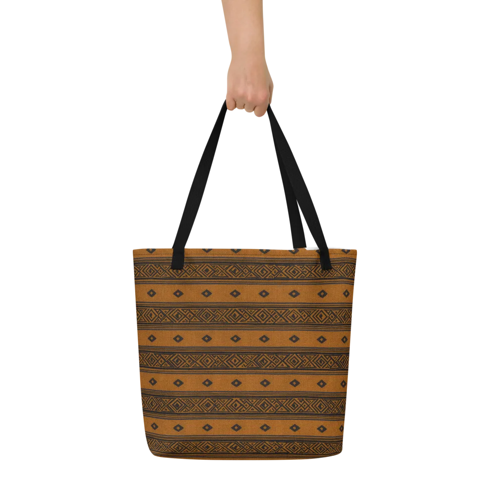 Indigo Loom on Large Tote Bag W/ Pocket — Front