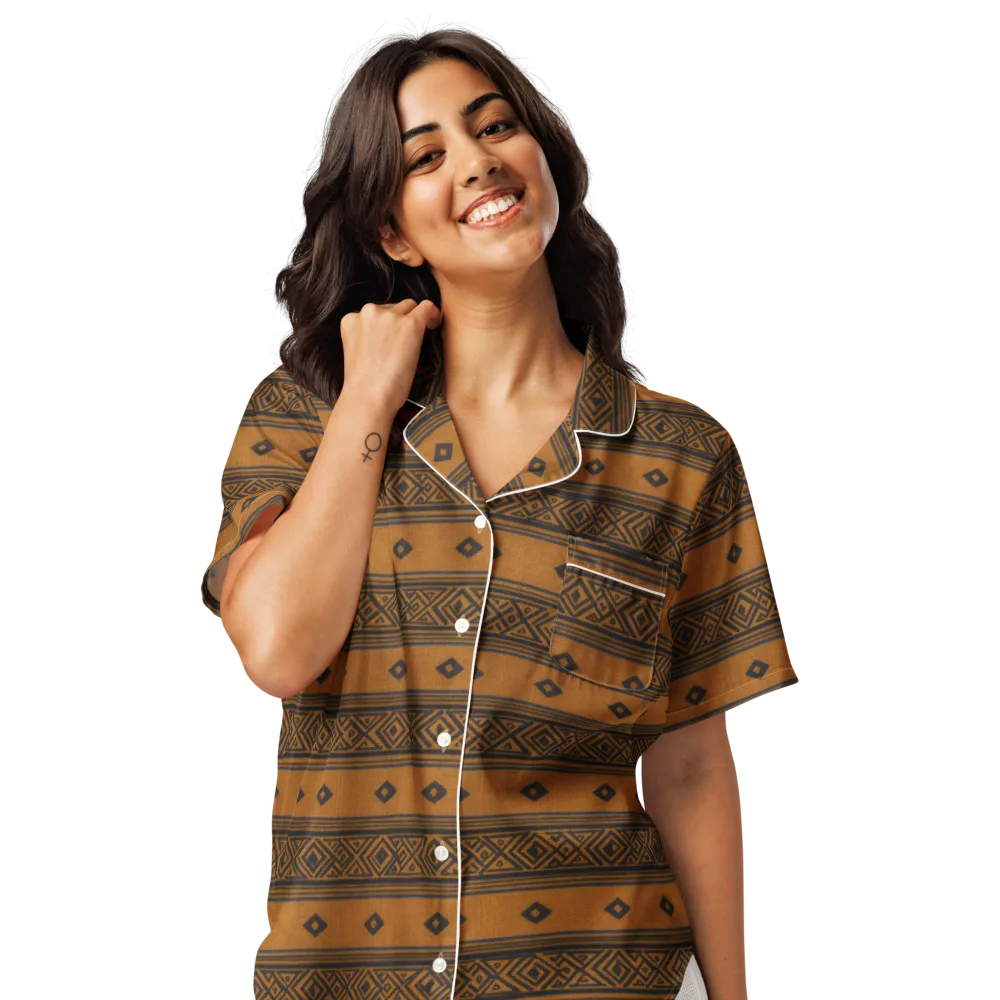 Indigo Loom on Women's Short Sleeve Pajama Top — Front