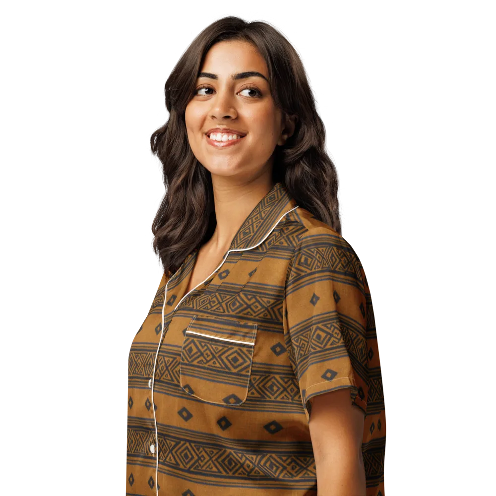 Indigo Loom on Women's Short Sleeve Pajama Top — Left Front