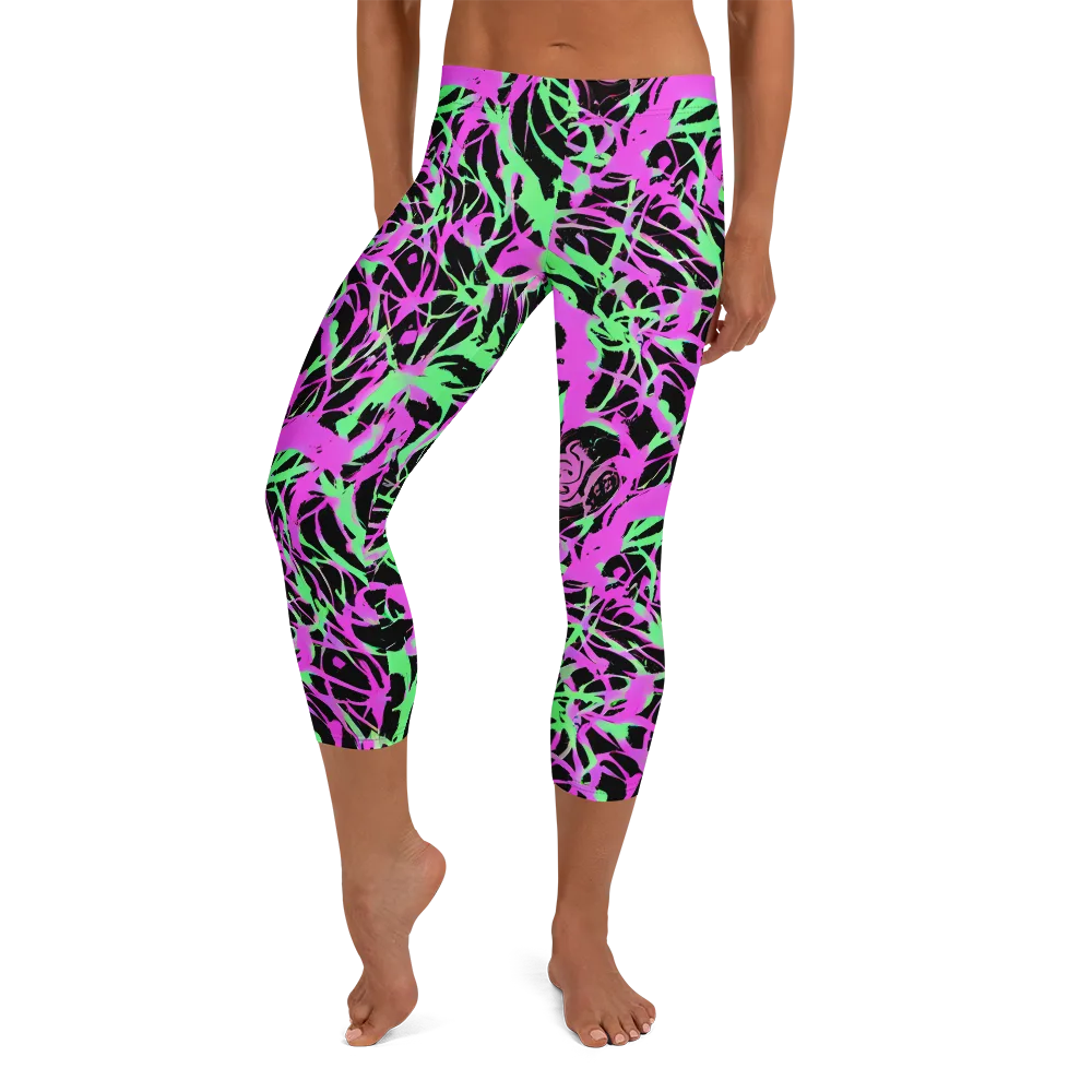 Neon Thorn on Capri Leggings — Front