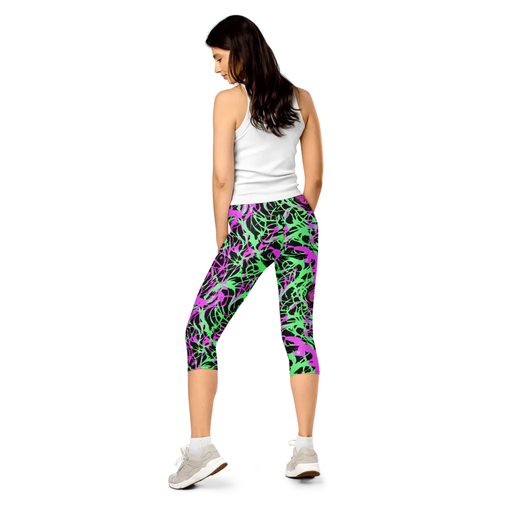 Neon Thorn on Capri Leggings — Back