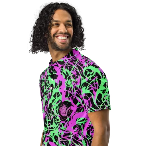 Neon Thorn on a Men's Slim Fit Polo Shirt