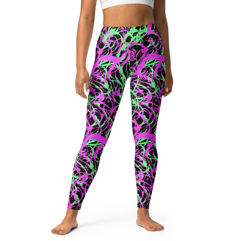 Neon Thorn on Yoga Leggings — Front
