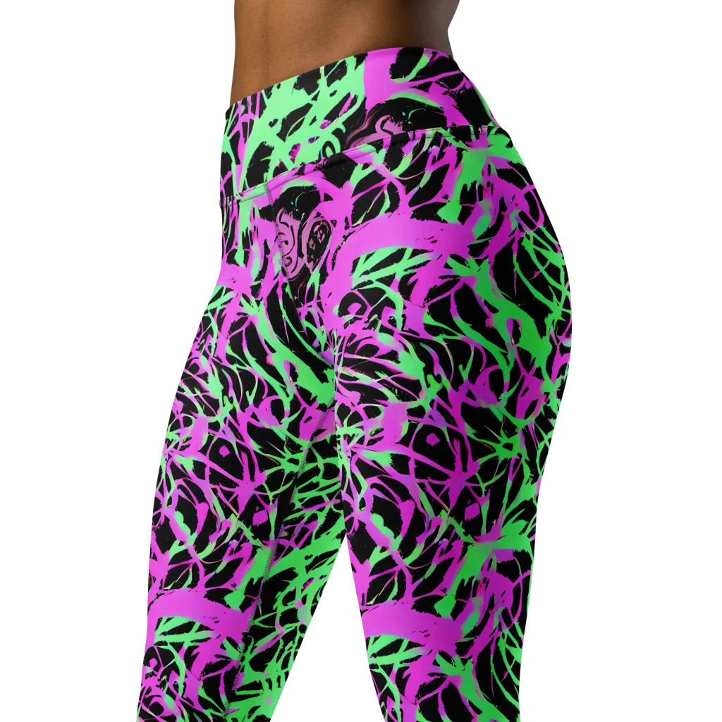Neon Thorn on Yoga Leggings — Left Front