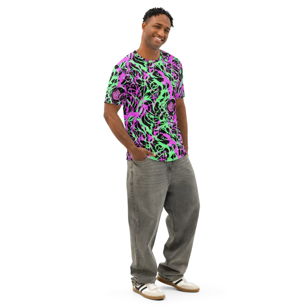 Neon Thorn on Men's Cotton Crew Neck T-Shirt — Right Front