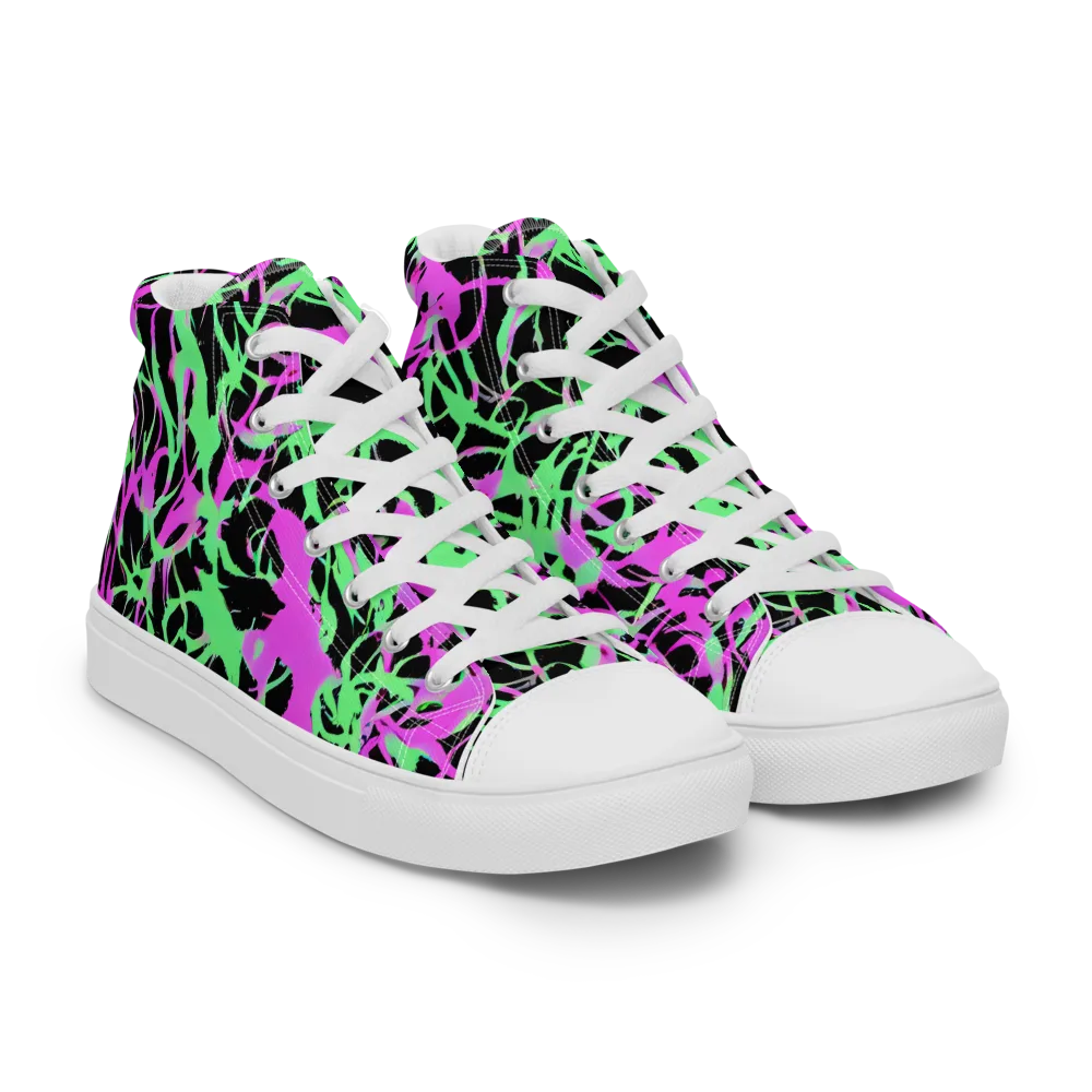 Neon Thorn on Men's High Top Canvas Shoes — Right Front