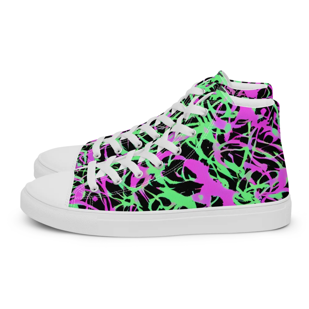 Neon Thorn on Men's High Top Canvas Shoes — Left