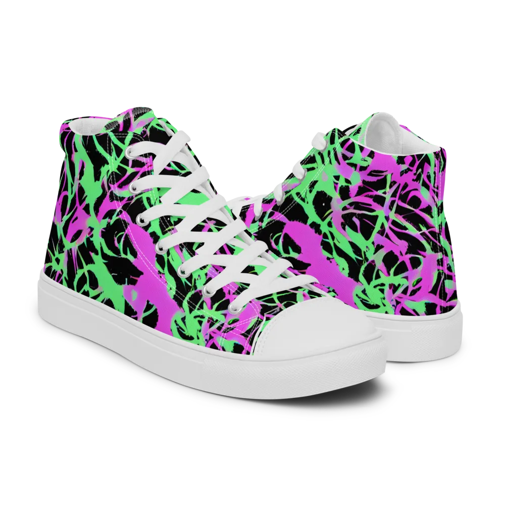 Neon Thorn on Men's High Top Canvas Shoes — Right