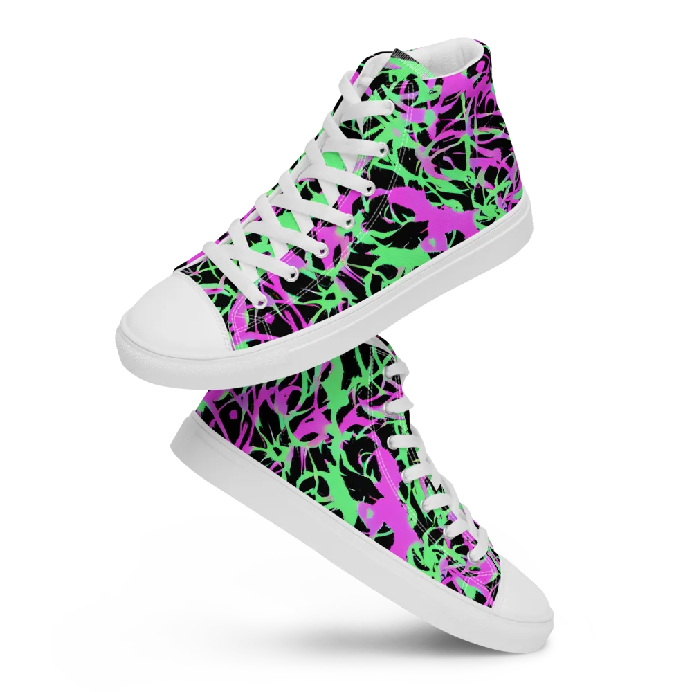 Neon Thorn on Men's High Top Canvas Shoes — Front