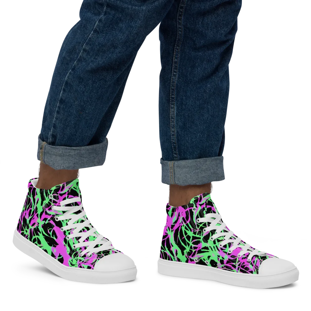 Neon Thorn on Men's High Top Canvas Shoes — Right