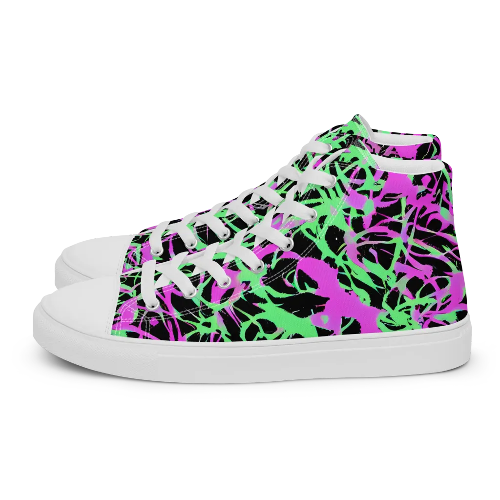 Neon Thorn on Women's High Top Canvas Shoes — Left