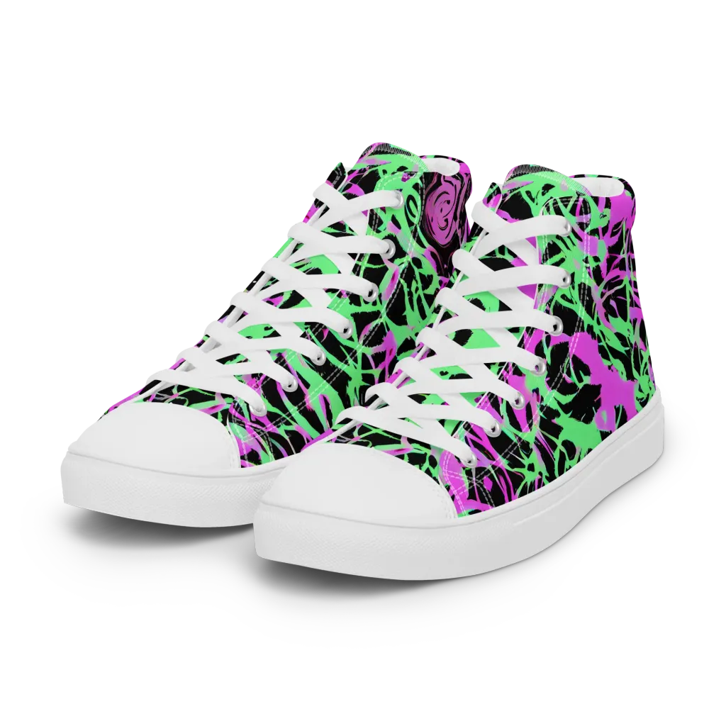 Neon Thorn on Women's High Top Canvas Shoes — Left Front