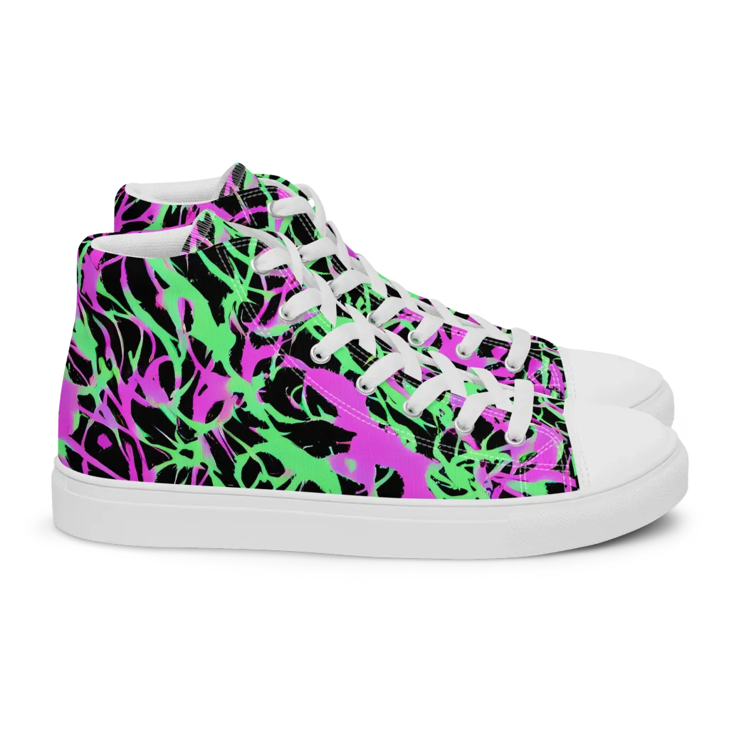 Neon Thorn on Women's High Top Canvas Shoes — Right