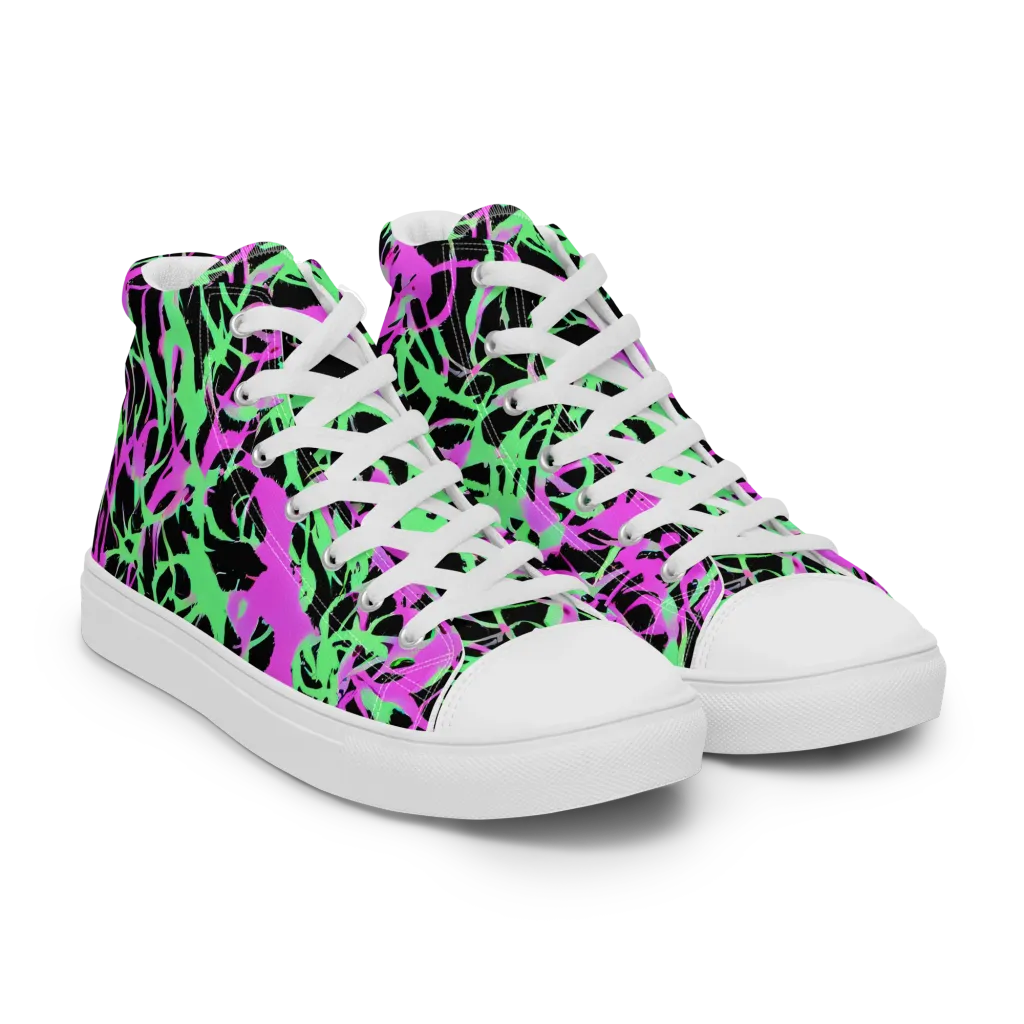 Neon Thorn on Women's High Top Canvas Shoes — Right Front