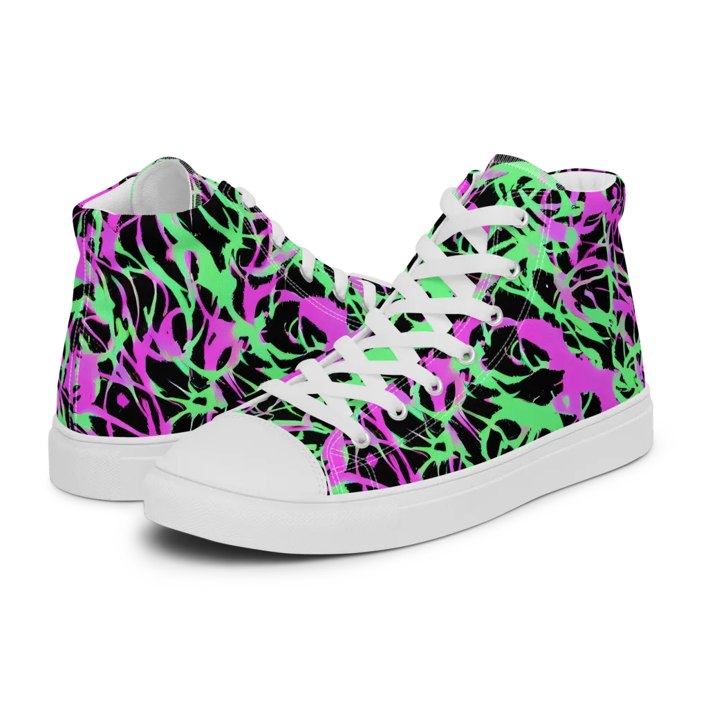 Neon Thorn on Women's High Top Canvas Shoes — Left