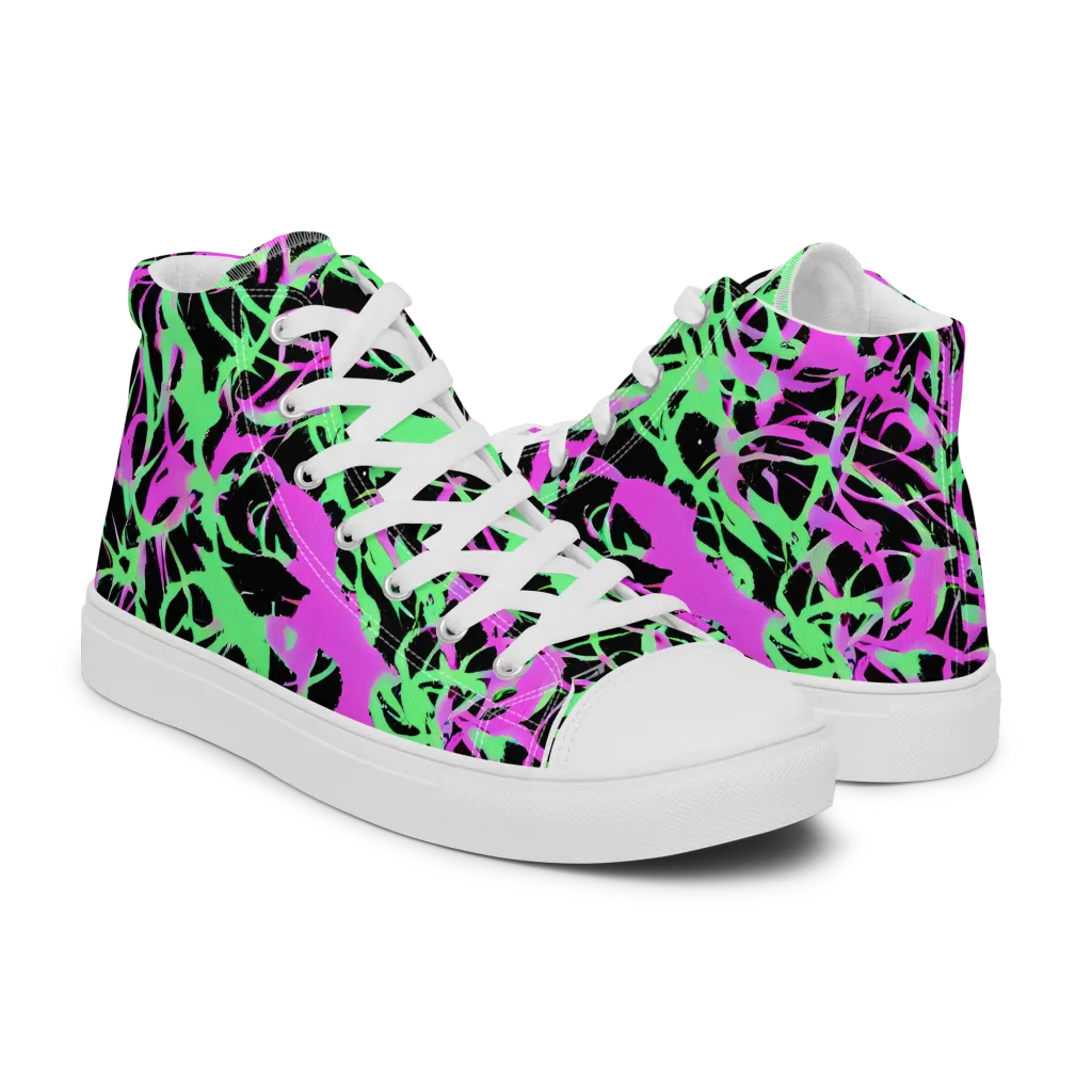Neon Thorn on Women's High Top Canvas Shoes — Right