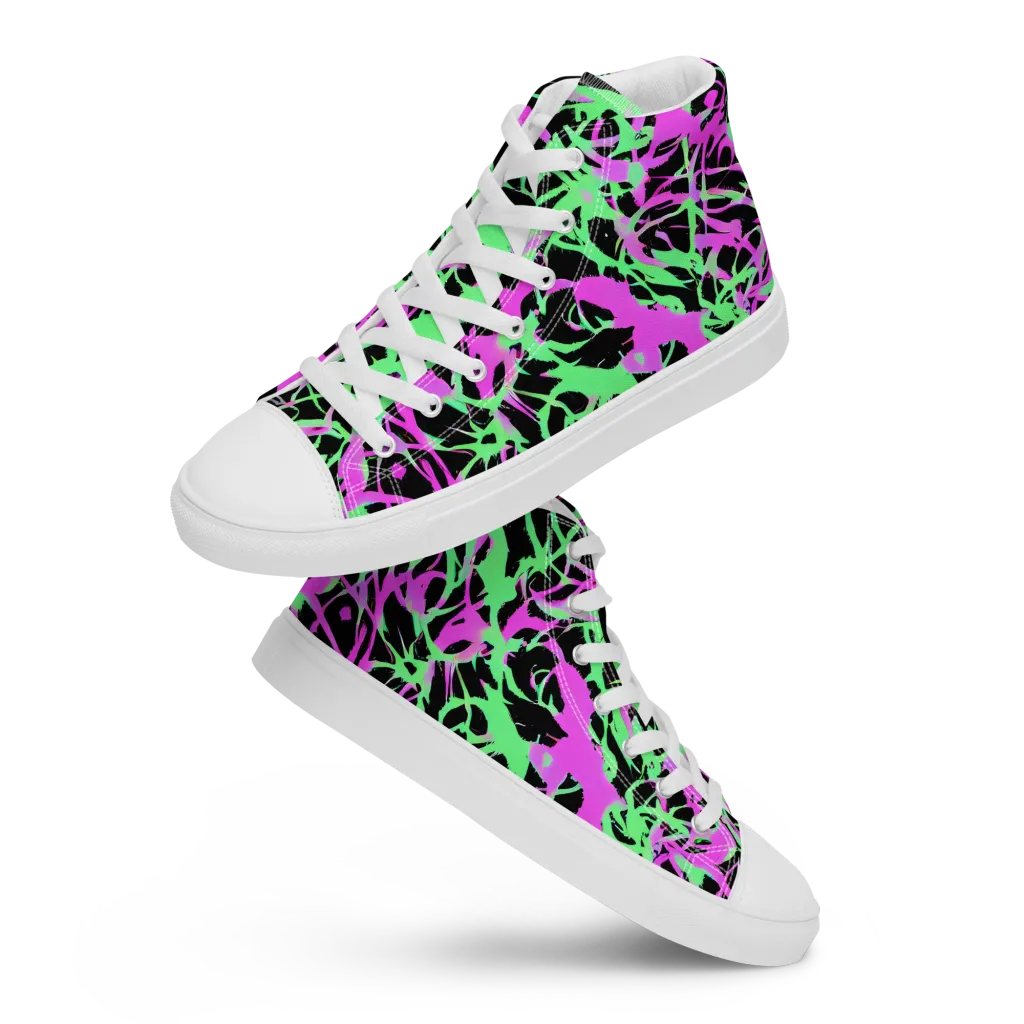 Neon Thorn on Women's High Top Canvas Shoes — Front