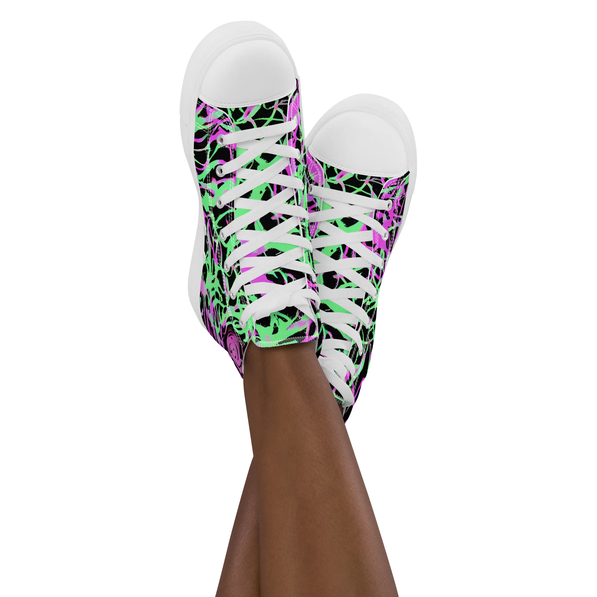 Neon Thorn on Women's High Top Canvas Shoes — Front