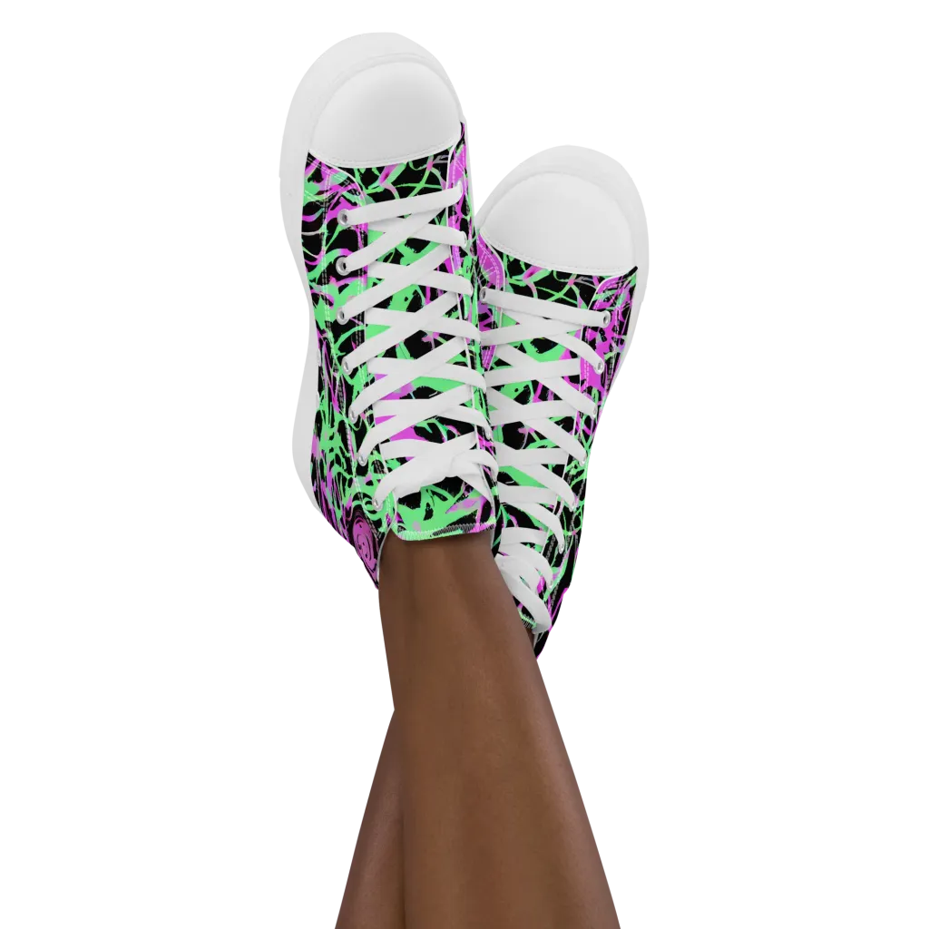 Neon Thorn on Women's High Top Canvas Shoes — Front
