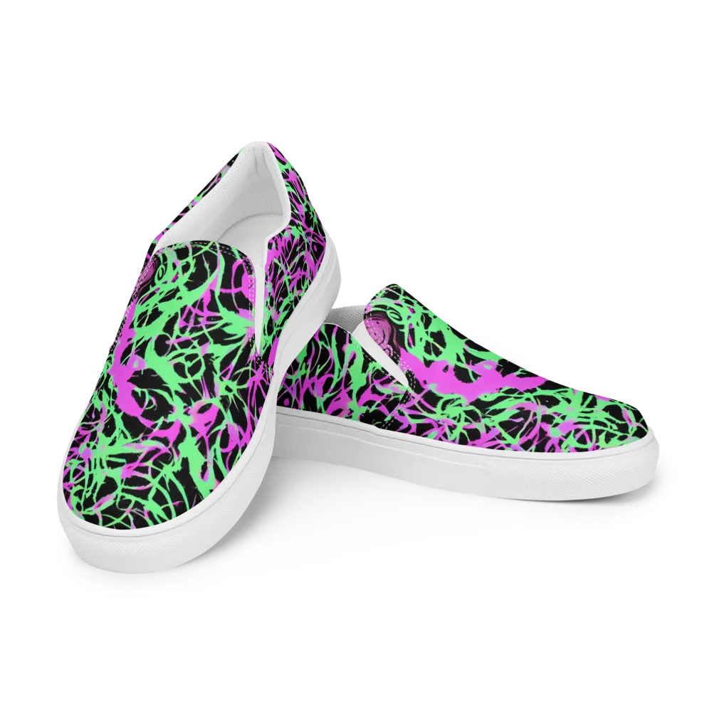 Neon Thorn on Men's Slip-On Canvas Shoes — Left Front