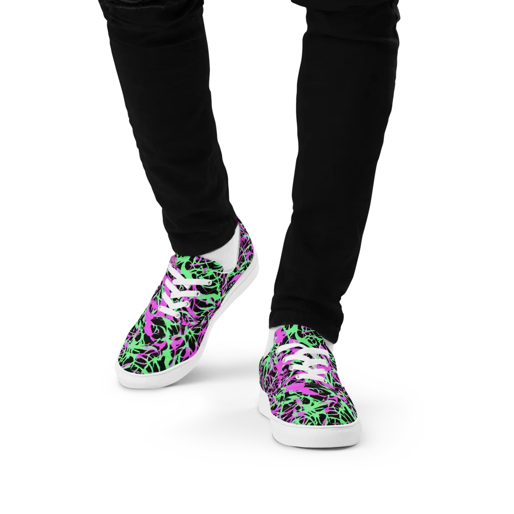 Neon Thorn on Men's Lace-Up Canvas Shoes — Front