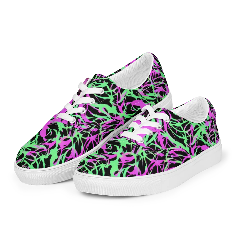 Neon Thorn on Men's Lace-Up Canvas Shoes — Left Front