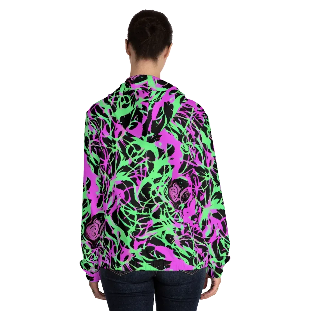 Neon Thorn on Women's Full-Zip Hoodie — Back On Person