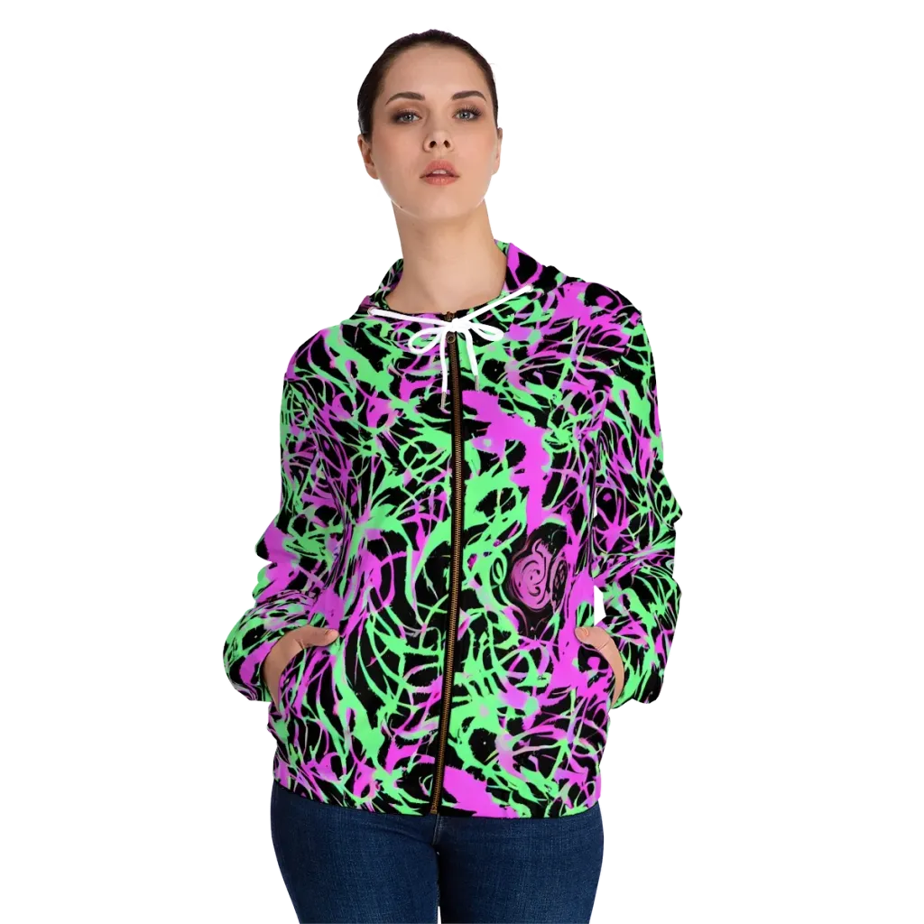 Neon Thorn on Women's Full-Zip Hoodie — Front On Person