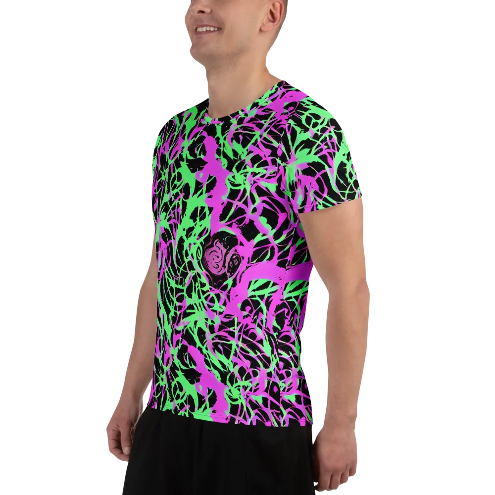 Neon Thorn on Men's Athletic T-Shirt — Left