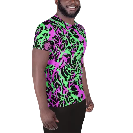 Neon Thorn on a Men's Athletic T-Shirt