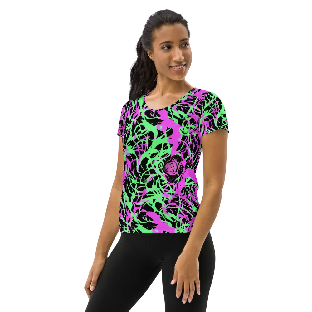 Neon Thorn on Women's Athletic T-Shirt — Left