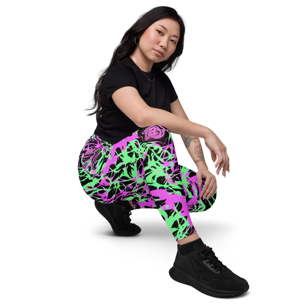 Neon Thorn on Leggings with Pockets — Right Front