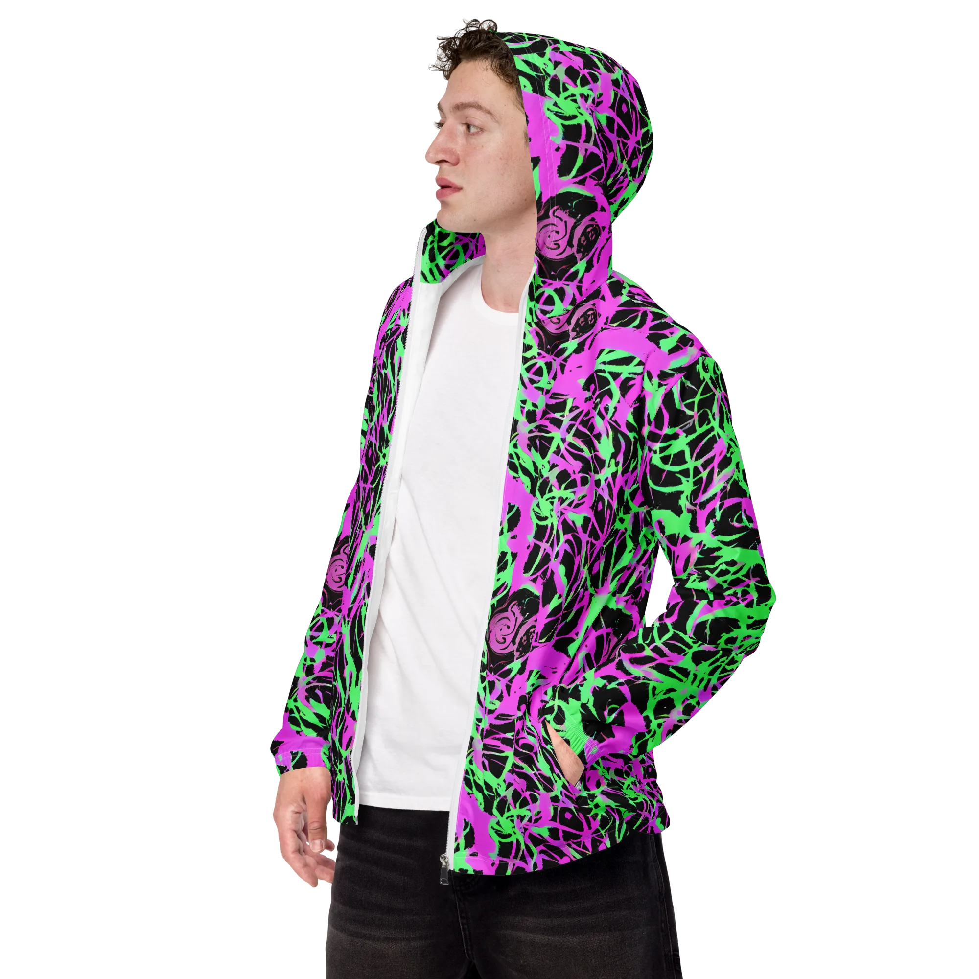 Neon Thorn on Men's Windbreaker — Left Front