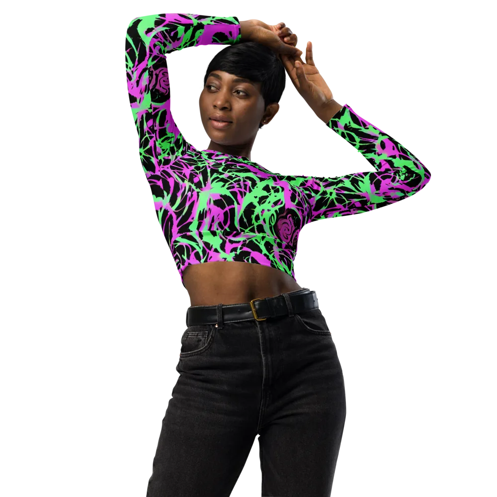Neon Thorn on Long Sleeve Crop Top — Front