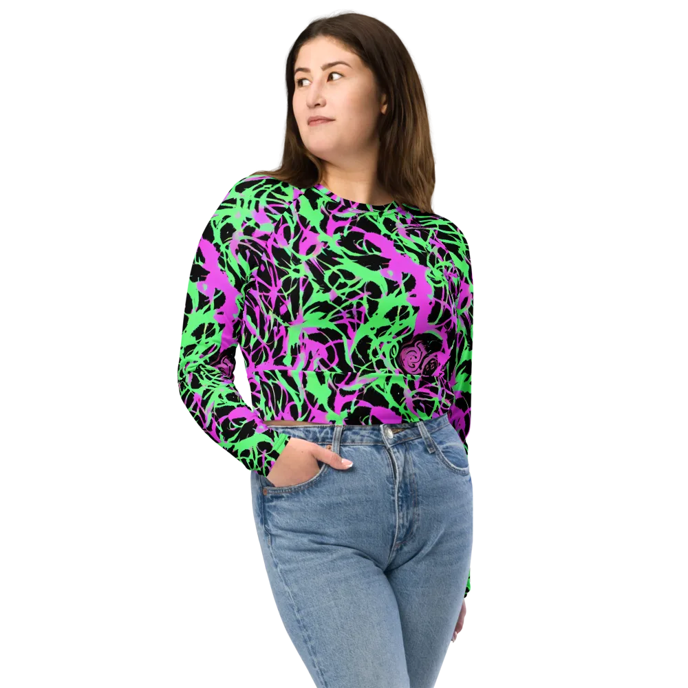 Neon Thorn on Long Sleeve Crop Top — Front