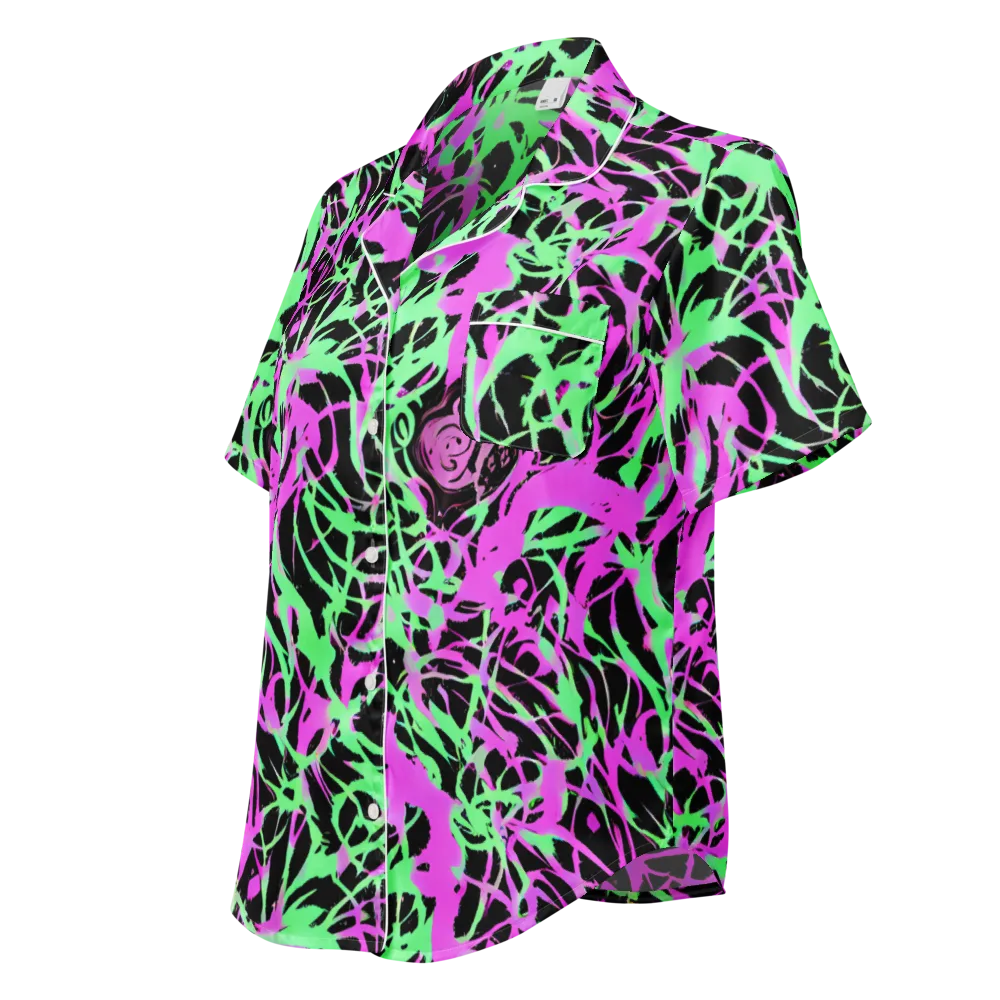 Neon Thorn on Women's Short Sleeve Pajama Top — Left Front