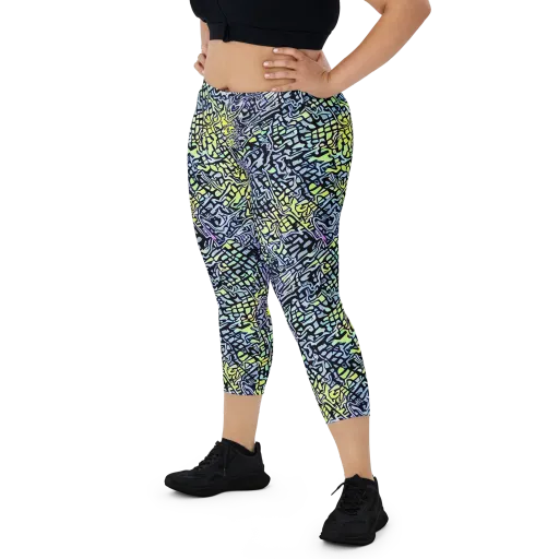 Ultraviolet Grid on a Capri Leggings