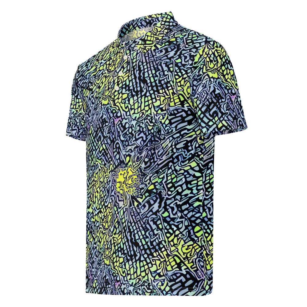 Ultraviolet Grid on Men's Slim Fit Polo Shirt — Left Front