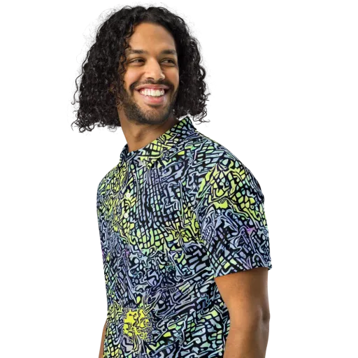 Ultraviolet Grid on a Men's Slim Fit Polo Shirt