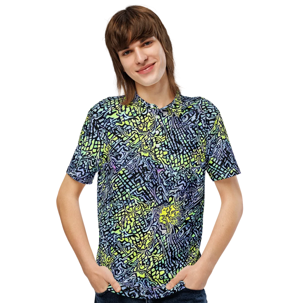 Ultraviolet Grid on Men's Slim Fit Polo Shirt — Front