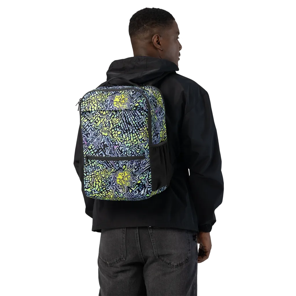 Ultraviolet Grid on Utility Backpack — Back