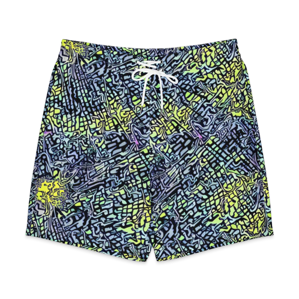 Ultraviolet Grid on Men's Board Shorts — Front