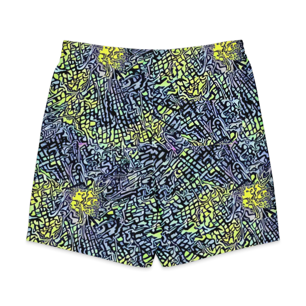 Ultraviolet Grid on Men's Board Shorts — Back