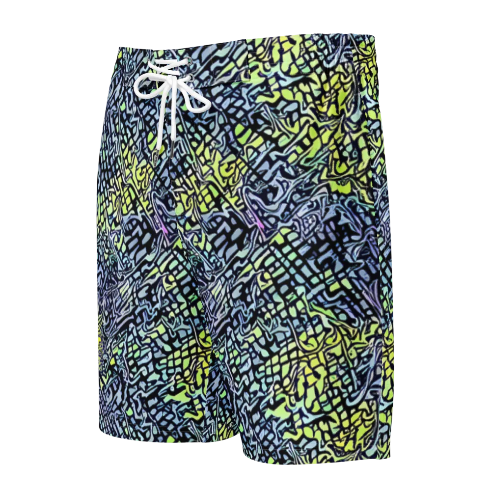Ultraviolet Grid on Men's Board Shorts — Front