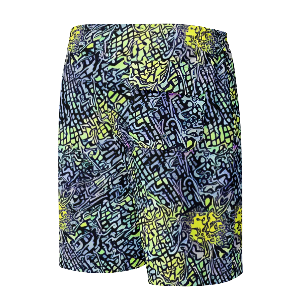 Ultraviolet Grid on Men's Board Shorts — Back