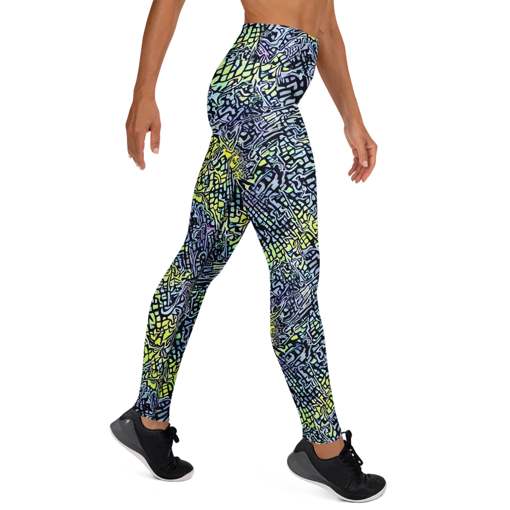 Ultraviolet Grid on Yoga Leggings — Right