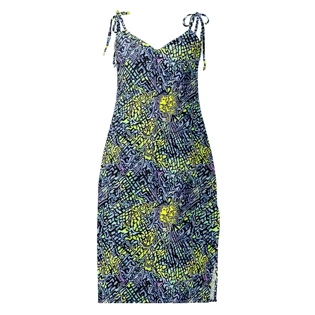 Ultraviolet Grid on Slip Dress — Front